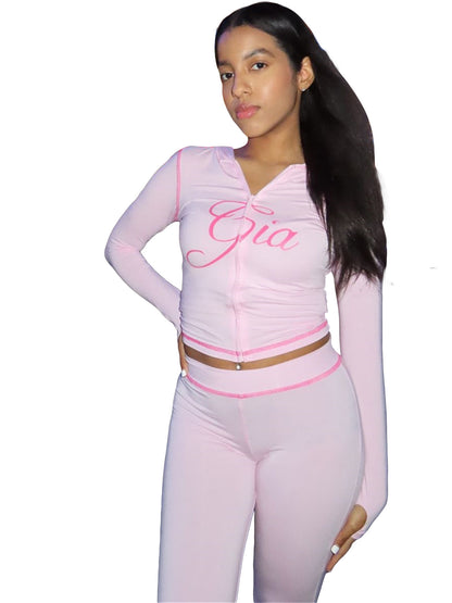 Women's Printed Hooded Tracksuit Set