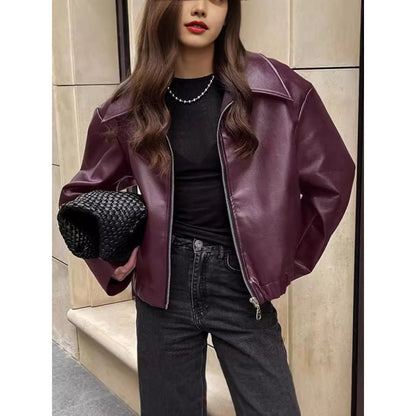 Womens Loose Fit Motorcycle Style Jacket