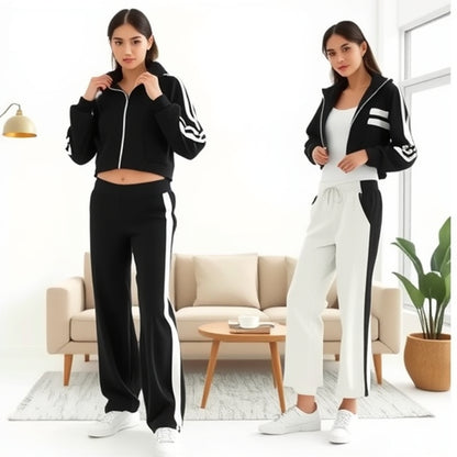 Striped Zipper Tracksuit for Women