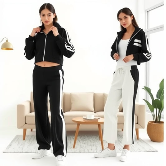 Striped Zipper Tracksuit for Women