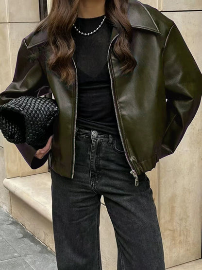 Womens Loose Fit Motorcycle Style Jacket