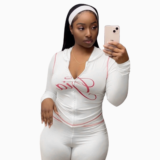 Women's Printed Hooded Tracksuit Set