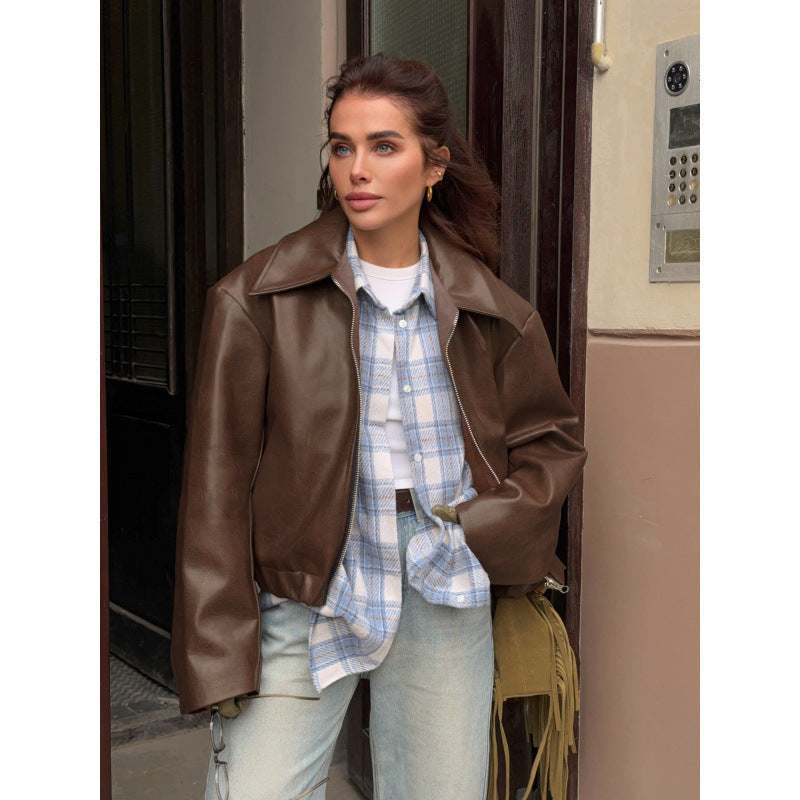 Womens Loose Fit Motorcycle Style Jacket