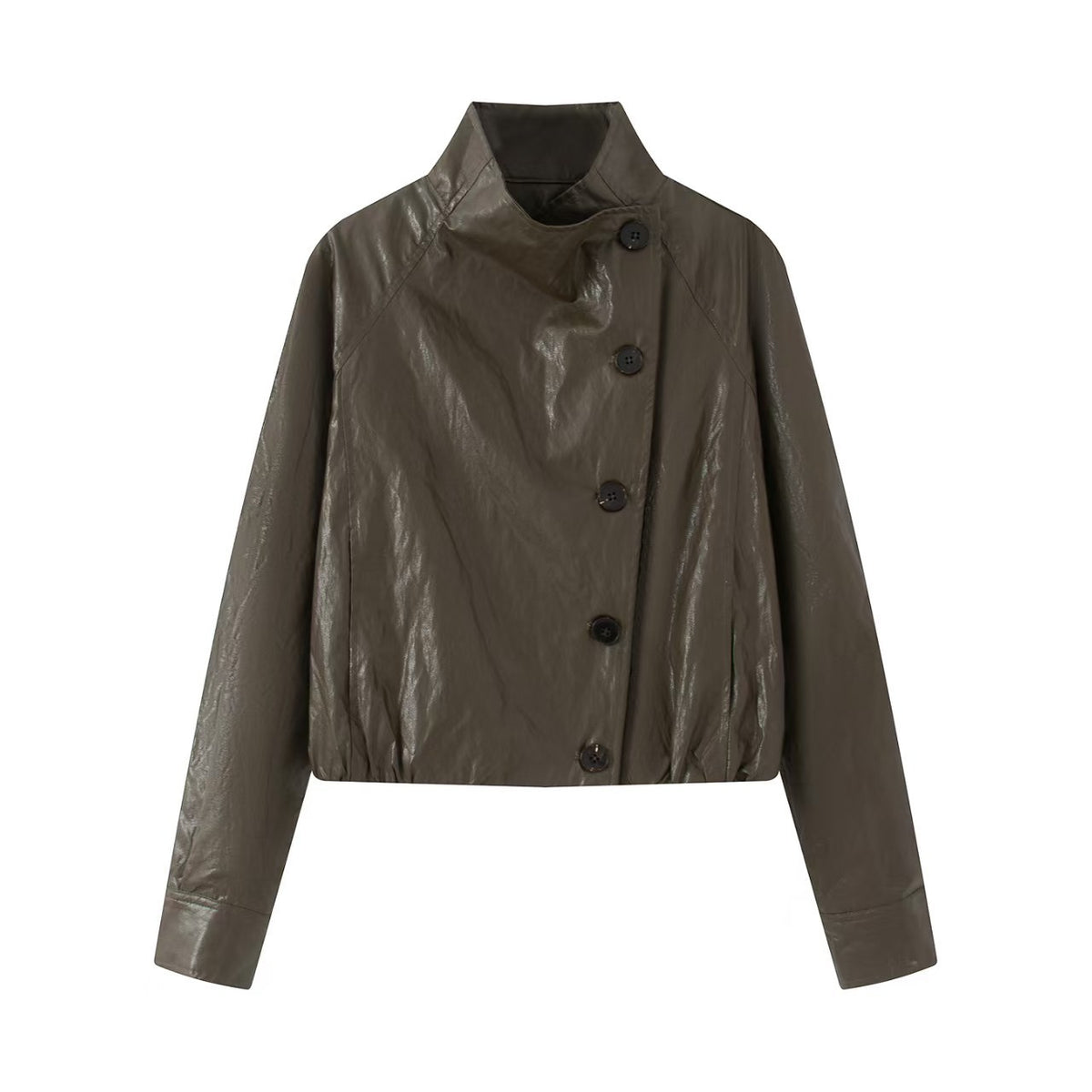 Motorcycle Style Slim Fit Stand Collar Jacket