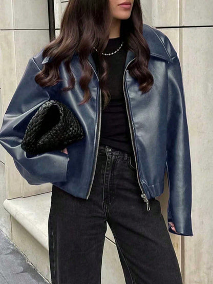 Womens Loose Fit Motorcycle Style Jacket