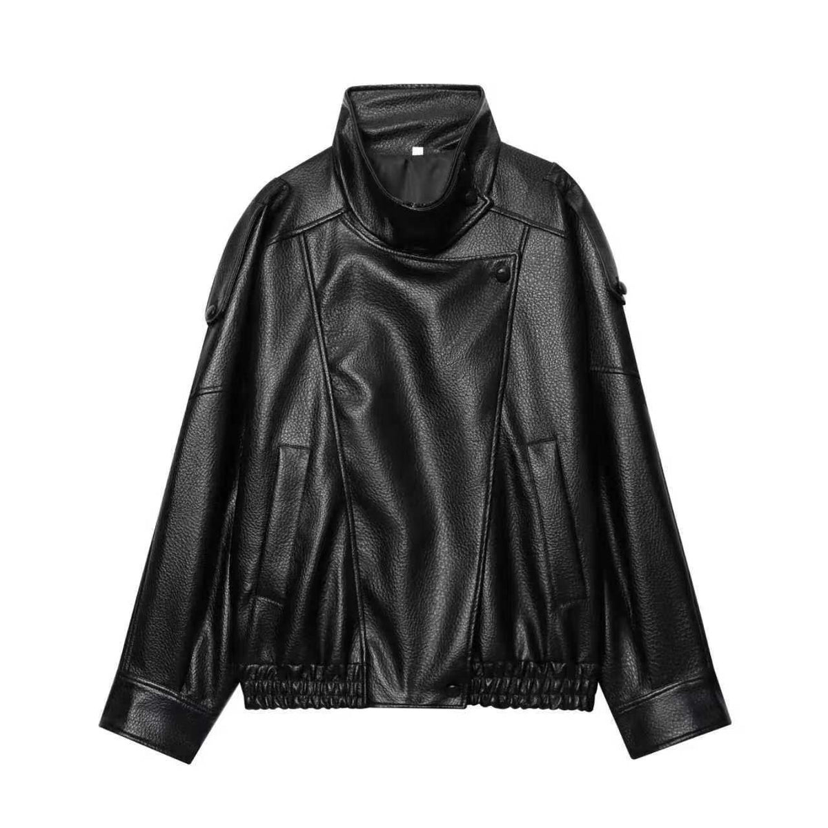 Womens Loose Fit PU Leather Jacket