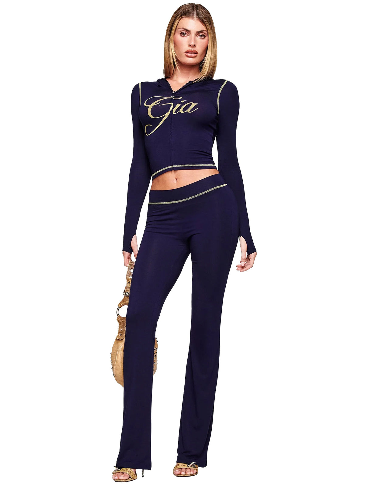Women's Printed Hooded Tracksuit Set