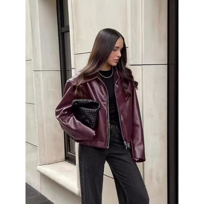 Womens Loose Fit Motorcycle Style Jacket