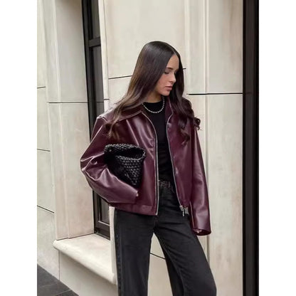 Womens Loose Fit Motorcycle Style Jacket