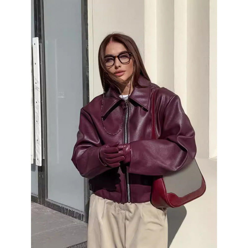 Womens Loose Fit Motorcycle Style Jacket