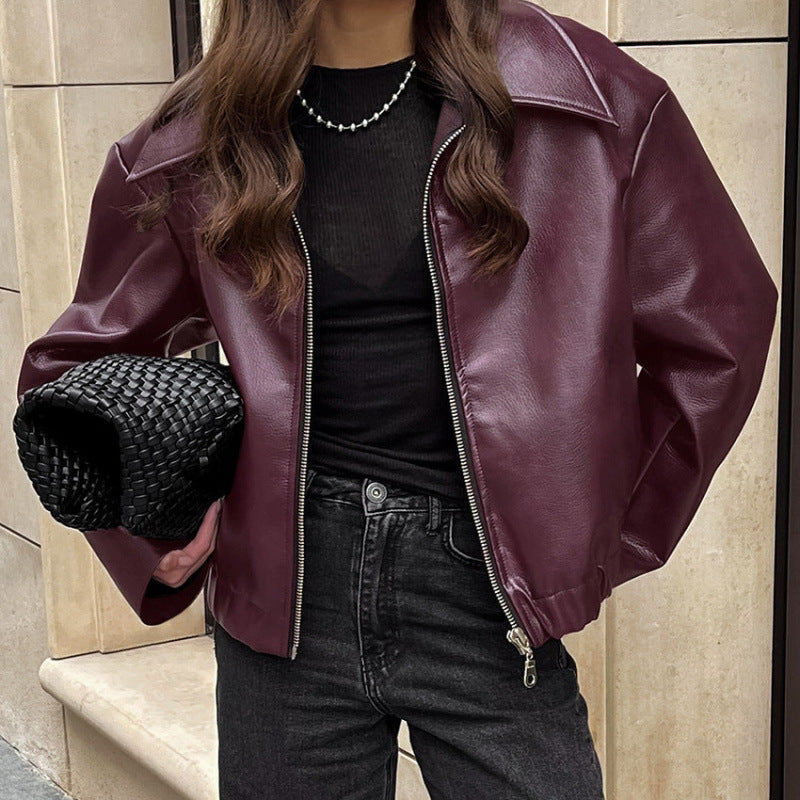 Womens Loose Fit Motorcycle Style Jacket