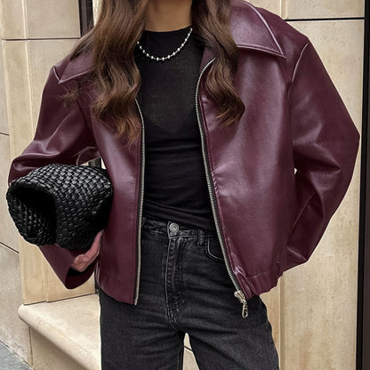 Womens Loose Fit Motorcycle Style Jacket