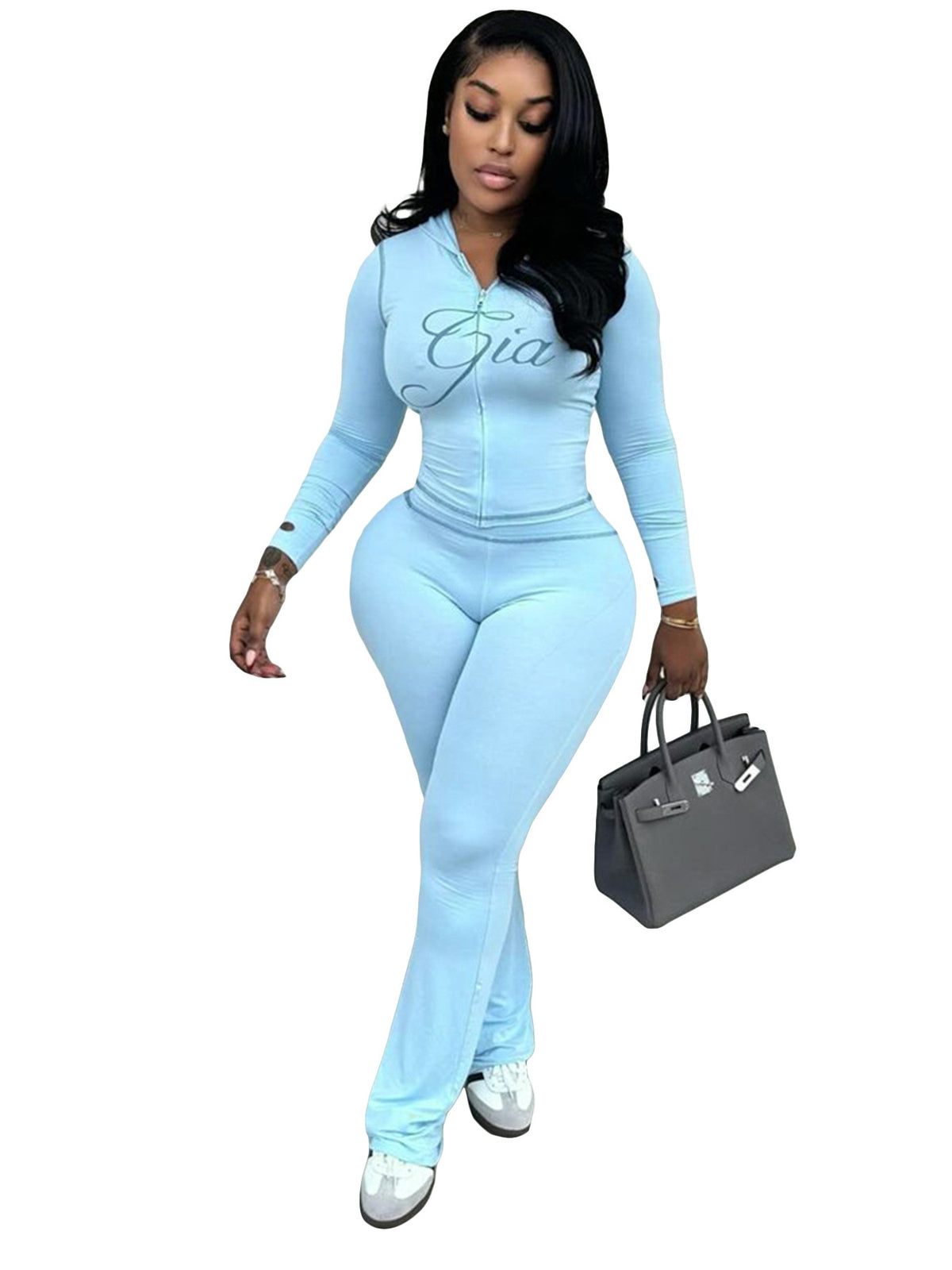 Women's Printed Hooded Tracksuit Set