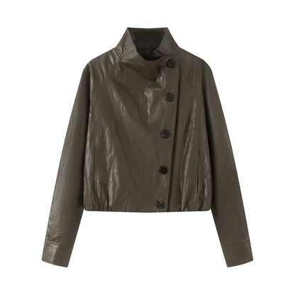 Motorcycle Style Slim Fit Stand Collar Jacket