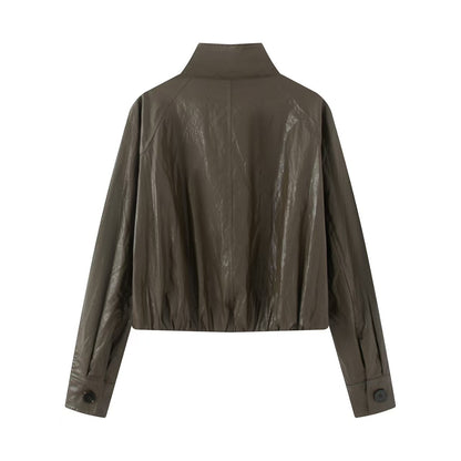 Motorcycle Style Slim Fit Stand Collar Jacket