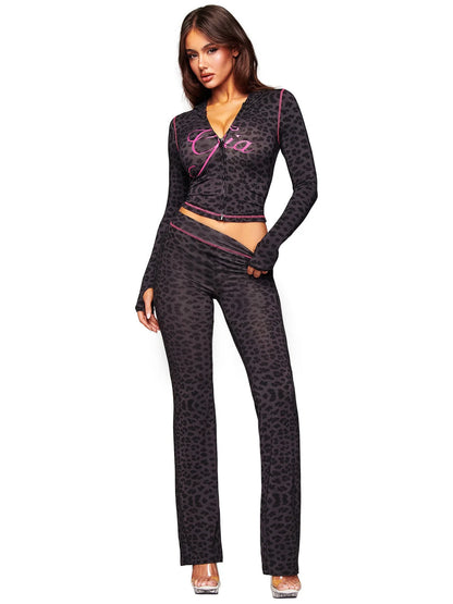 Women's Printed Hooded Tracksuit Set