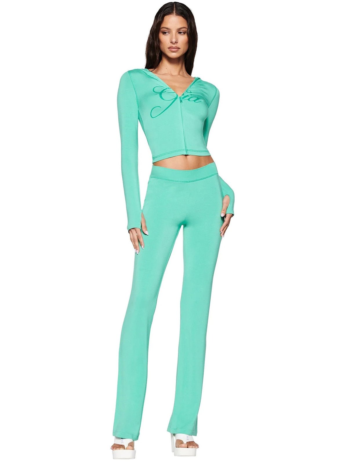 Women's Printed Hooded Tracksuit Set