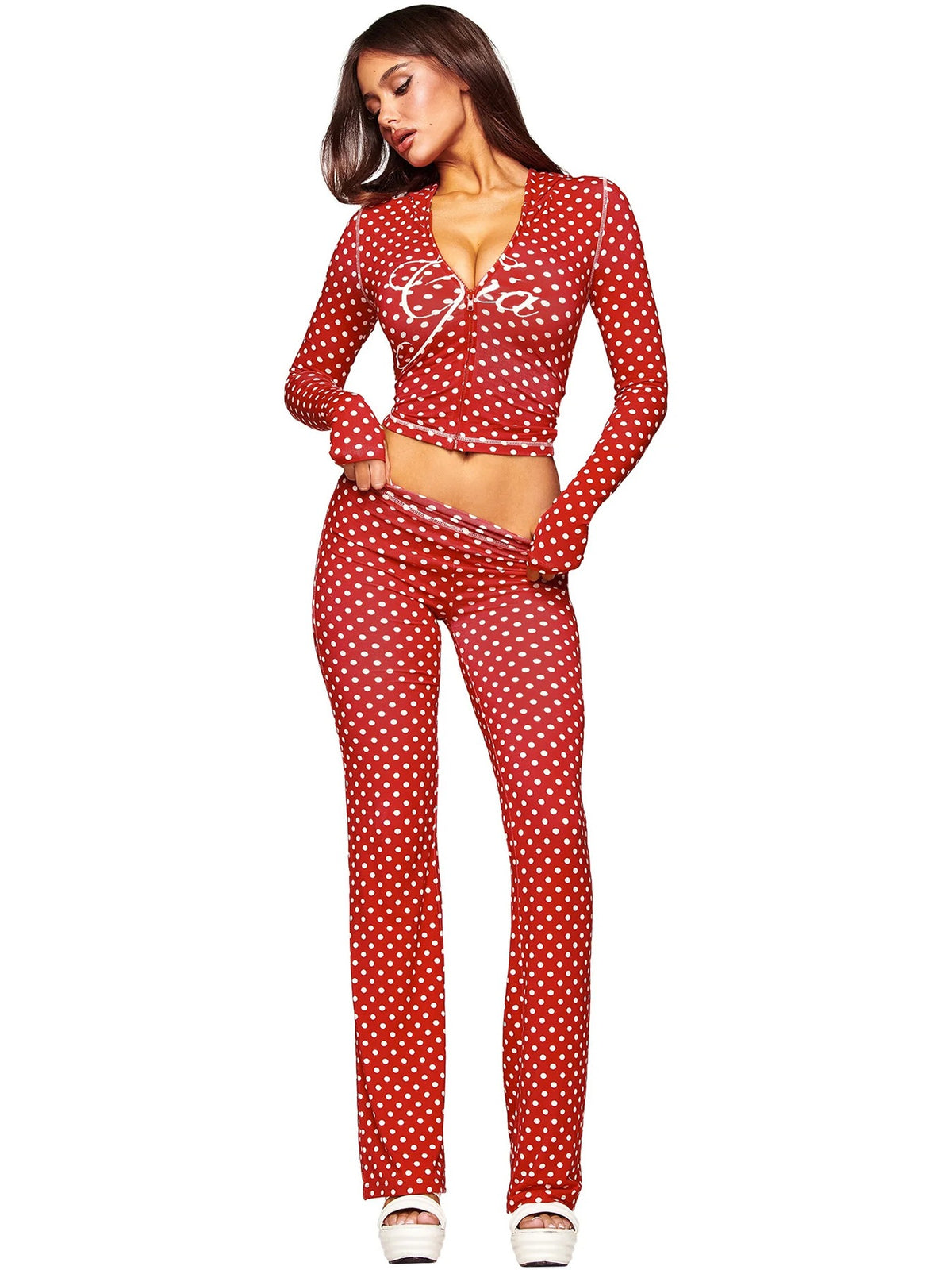 Women's Printed Hooded Tracksuit Set