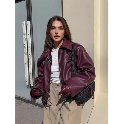 Womens Loose Fit Motorcycle Style Jacket