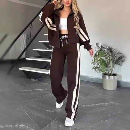 Striped Zipper Tracksuit for Women